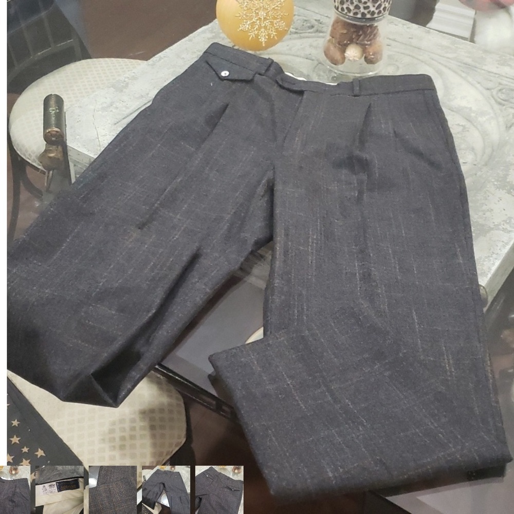 ASHBRIDGE VINTAGE MEN'S 100% CHECKERED WOOL PANTS NEW 34
